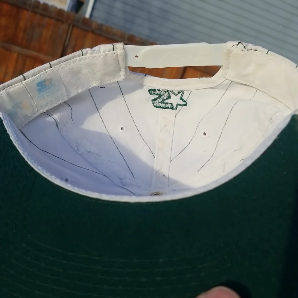 STARTER MLB Oakland Athletics Script Pin Stripe Snapback Hat Vintage Rare - Picture 9 of 11